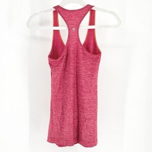 Lululemon Cool Racerback Tank Top Heathered Pink Space Orange Trim XS activewear